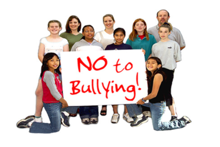 Students holding a NO to Bullying sign