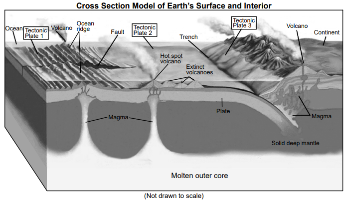 Cross section of Earth’s Surface and Interior